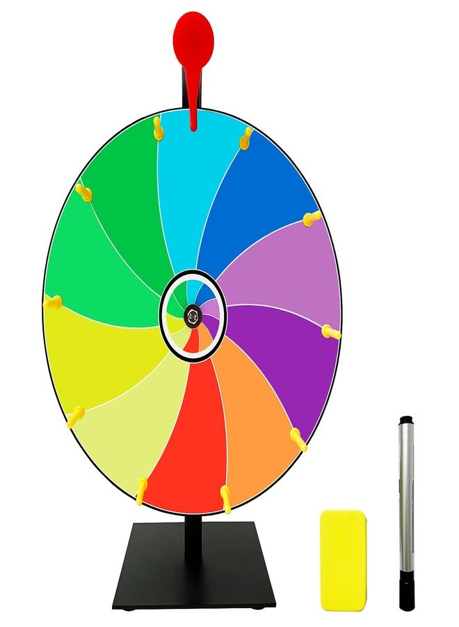 Bejudud 12 Inch Spin Wheel Prize Wheel, 10 Slots Color Roulette Spinner Wheel, Tabletop Spin The Wheel of Fortune with Dry Erase Marker and Eraser for Carnival, Trade Show (12 Inches) - Image 1